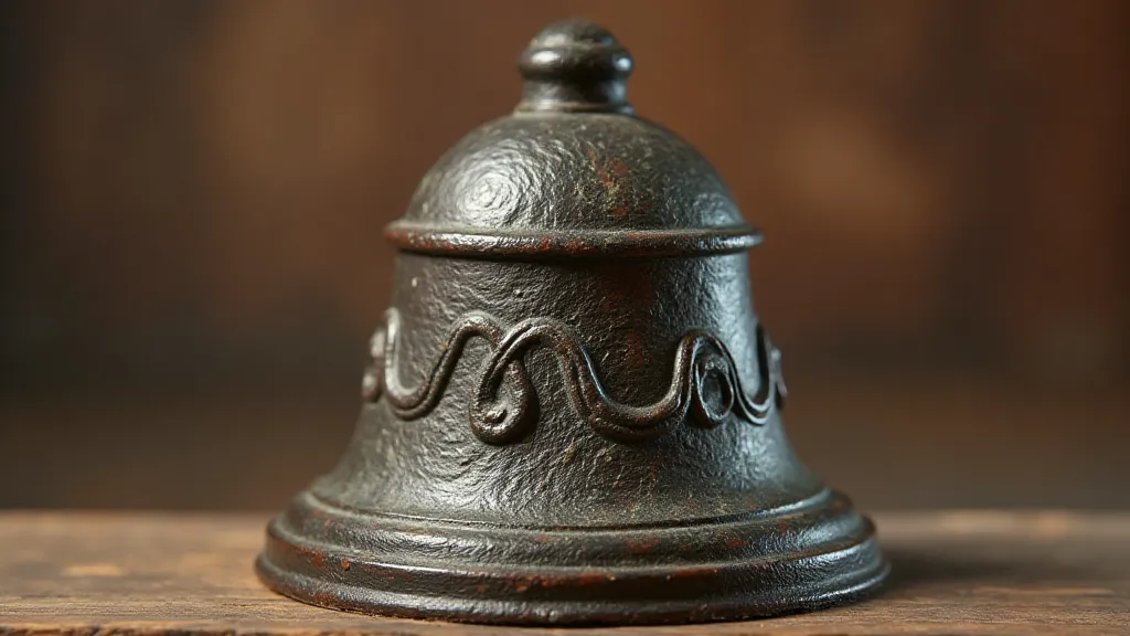 Detailed view of a restored cast iron fire bell