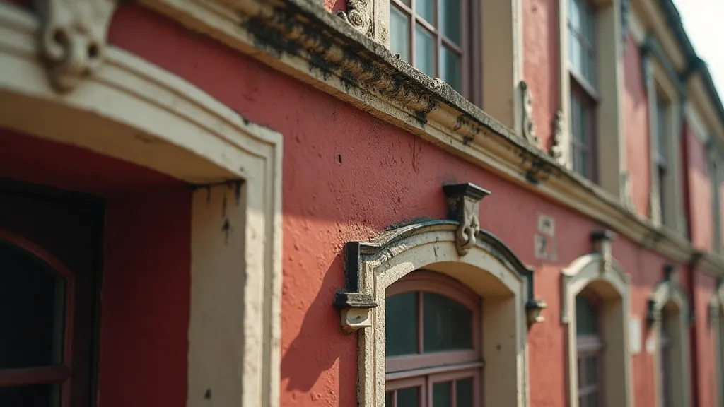 Detailed view of a cast iron fire station building.