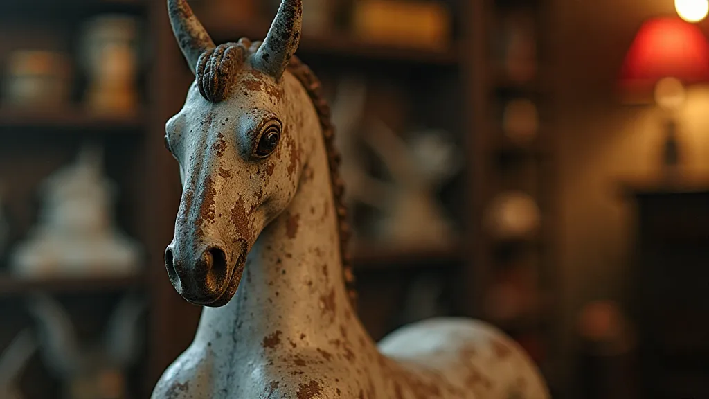 Close-up of a cast iron toy horse