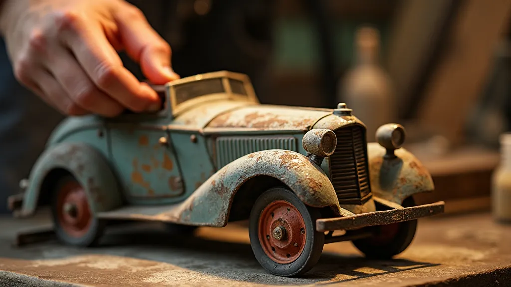 Collector restoring a cast iron toy