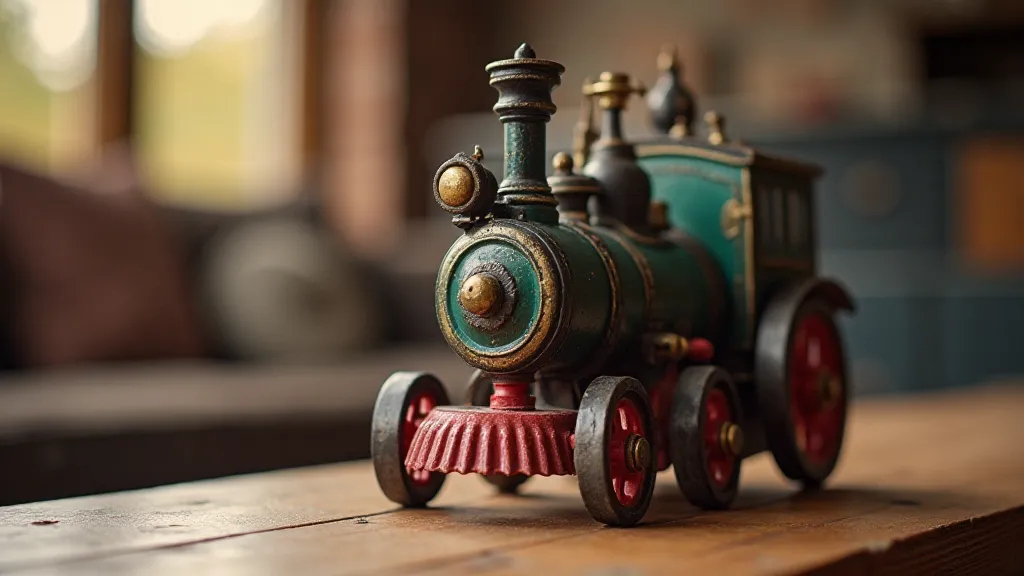 Restored cast iron steam engine toy