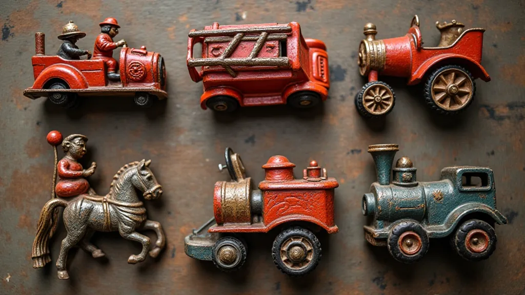 Collection of vintage cast iron toys